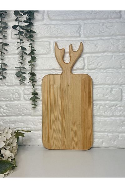 SÜMER Deer Wooden Presentation and Cutting Board Decorative Wooden Pine