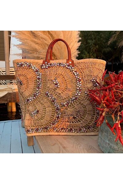 Le Charme Hasır Tasarım Taşlı Çanta