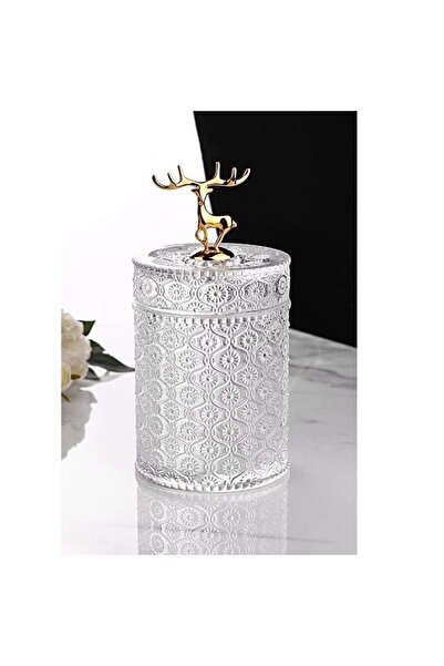 İnova Home Decor 2-Piece Deer Detailed Glass Jar Set