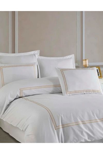 Altınbaşak Ranforce Planet Gold - Double Embroidered Bedding Set