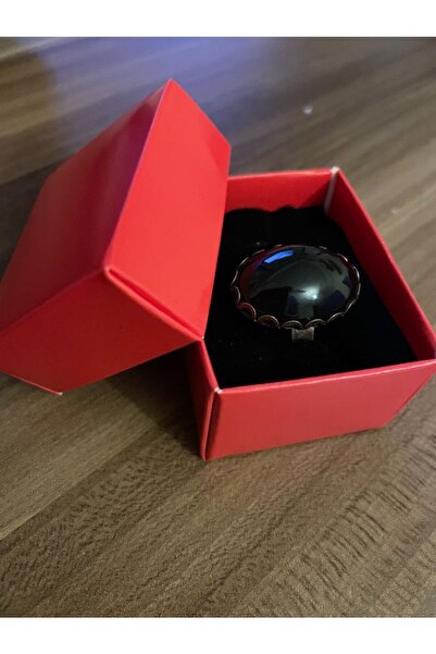 Vipfoni Siyah Sitrin Taşlı Gümüş Renk Büyük Doğal Taş Yüzük El Yapımı