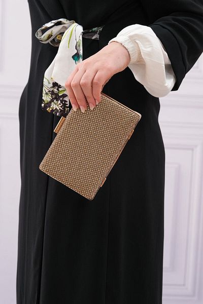 ROZA CANTA Γυναικεία βραδινή τσάντα Clutch βραδινό φόρεμα με χρυσή πέτρα