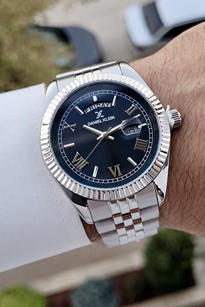 Daniel Klein Navy Blue Dial Metal Cord - Men's Wristwatch with Calendar and D...