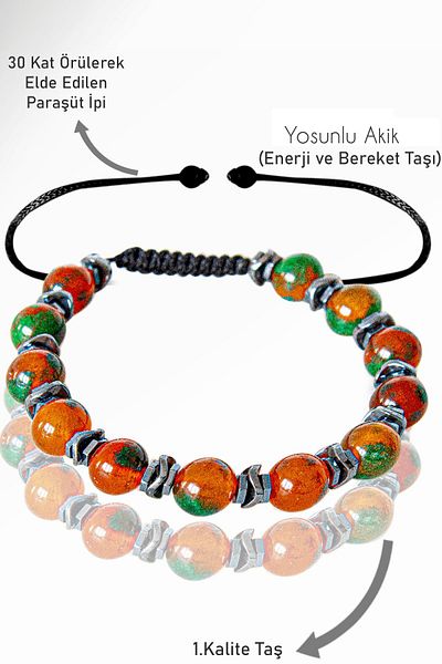 Tesbih Atölyesi Real Hematite Certified - Mossy Red Green Wrist Stone