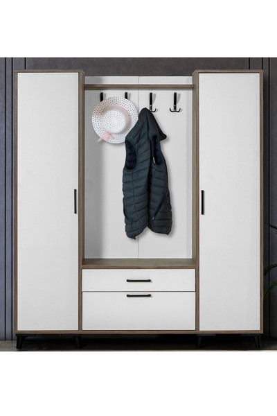 Moderniya Mobilya Lotus 2 (İKİ) Kapılı, Kapaklı, Elbise Askılığı Vestiyer, Portmanto, Ayakkabılık