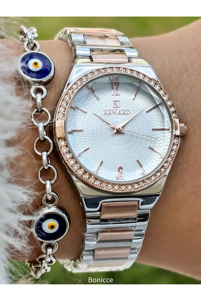 Reward Rose Colored Waterproof Women's Wristwatch - 2 Years Warranty, with Special Lock System, Steel Cord