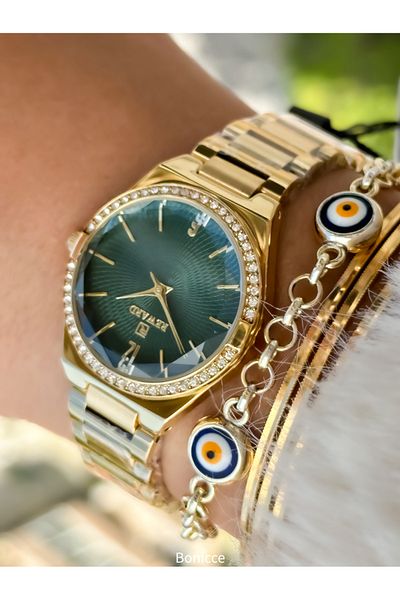 Reward Brand Steel Cord Waterproof Yellow Color Women's Wristwatch+Bracelet