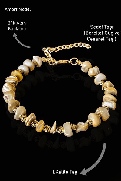 Tesbih Atölyesi Yellow Amorphous Model Stone Bracelet - Certified and Adjustable