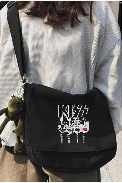 Touz Moda Kiss Unisex Μαύρη τσάντα Messenger