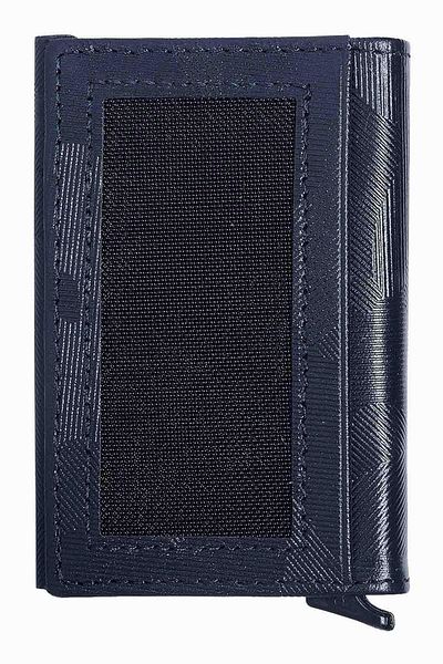 Fenerbahçe Navy Blue Genuine Leather Mechanical Card Holder - HA059TDS10 - 611