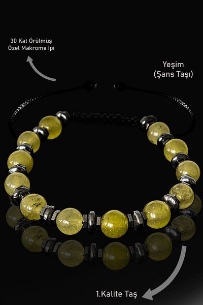 Tesbih Atölyesi Aaa+ Certified Real Jade Stone Bracelet - Adjustable