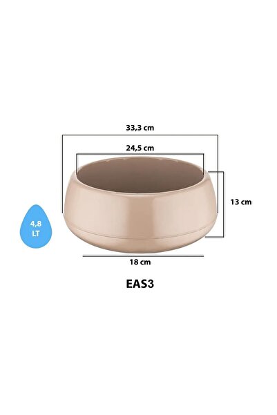 ToXA Elvan Aranjman Saksı 4,8 Litre Antrasit Gri 33cm Menekşe Kaktüs Sukulent Saksısı Parlak Plastik No3