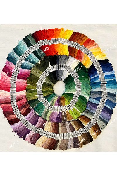ALMİŞ 200 Pieces Muline Cross Stitch 8 Meters 6 Layers Different Colors Cross Stitch Embroidery Rococo Floss