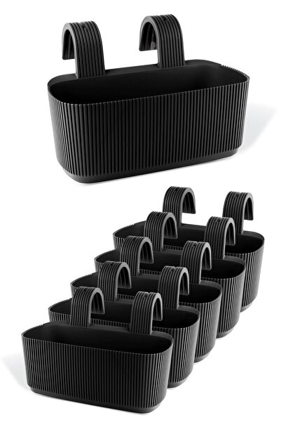 ToXA 6'lı Pera Askılı Balkon Saksısı Seti 3,2 Litre (29cm) Ayarlanabilir Deng...