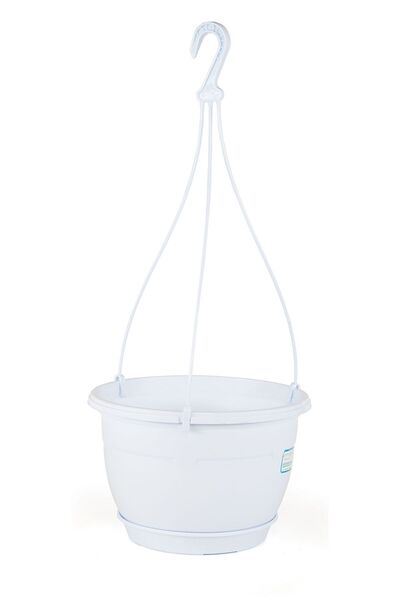 ToXA 3,4 Litre Askılı Makrome Saksı Beyaz Tabaklı Safir Plastik Tavan Askı Pa...
