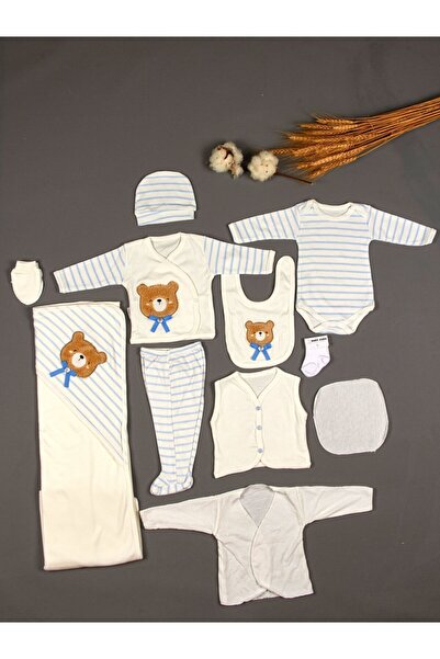 BABY ZUHU مجموعة مكونة من 11 قطعة من القطن الممشط للأطفال وتيدي بير - أزرق فا...