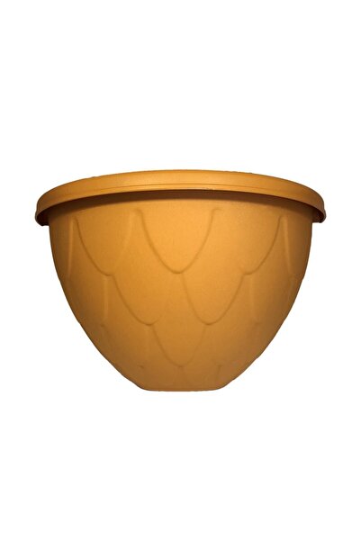 ToXA 3.4 Litre Kahverengi Yarım Duvar Balkon Saksısı Bahçe Duvarı Mat Plastik Saksı Damla No3 34,5x19,5cm