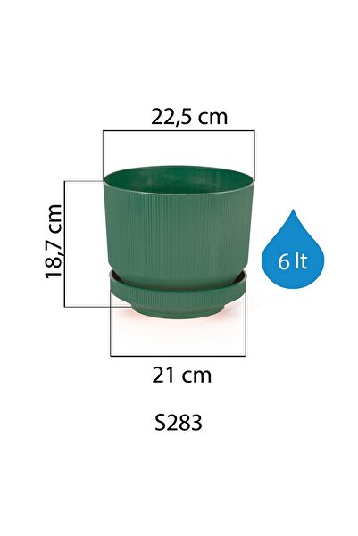 ToXA 6 Litre Vişne Pembe Dekoratif Lüks Saksı No3 Iç Dış Mekan Tabaklı Plastik Çiçek Saksısı Ø22,5x18,7cm