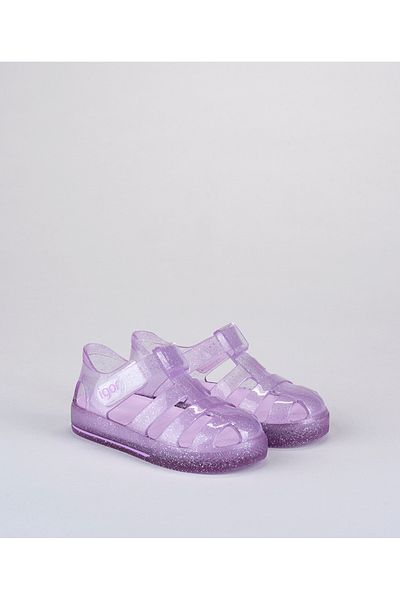 IGOR S10265 - Transparent Purple Glitter Sandals for Kids