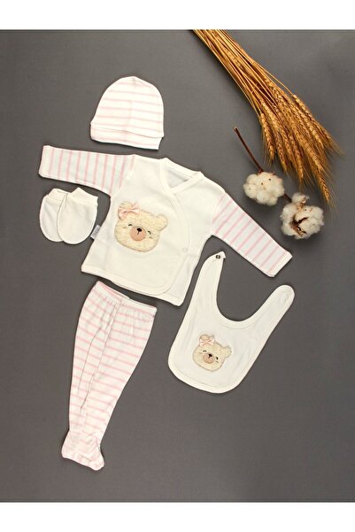 BABY ZUHU مجموعة مكونة من 5 هدايا للأطفال مصنوعة من القطن بنسبة 100% ودمية دب...