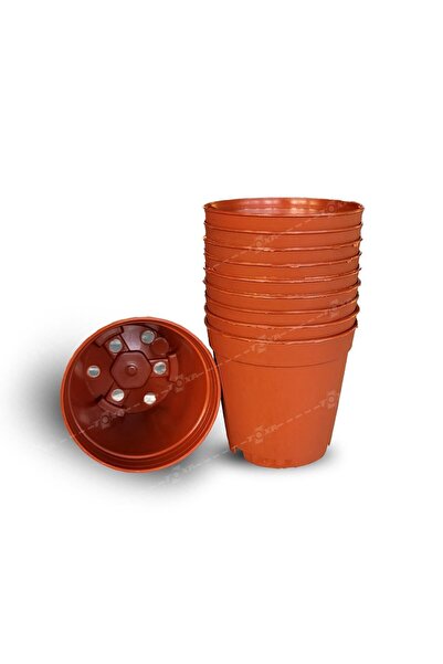 ToXA 5 Adet 8cm Kahverengi Dar Tabanlı Üretim Saksısı Plastik Çelik Kaktüs Su...