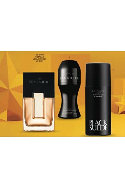 AVON BLACK SUEDE EDT PAKETİ- ROLL-ON DEO.- EDT 75ML-DEO.BODY SPRAY