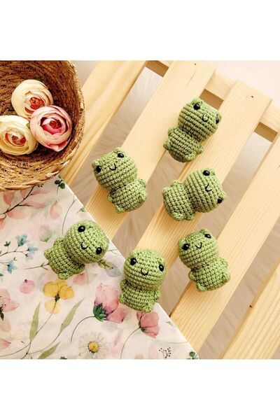 ilmekhobievi Amigurumi Kurbağa Anahtarlık-Oyuncak Organic 6cm (1 Adet) El Örgüsü