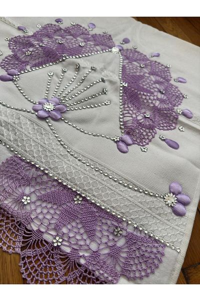 heptrend Handcrafted Moon Model Hand Towel Dowry Lace Towel