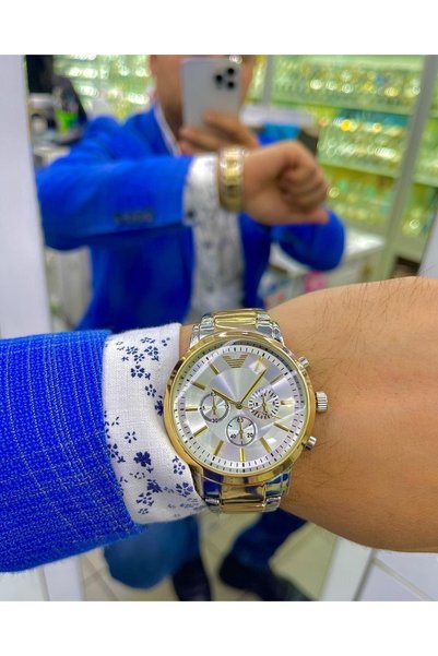 ÇENÇEN Erkek Çelik Analog Kol Saati Gold Gumus Iki Renk