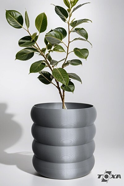 ToXA Blum Saksı 2.5 Litre Gümüş Gri No3 Tabaklı Delikli Bioplastik 15cm