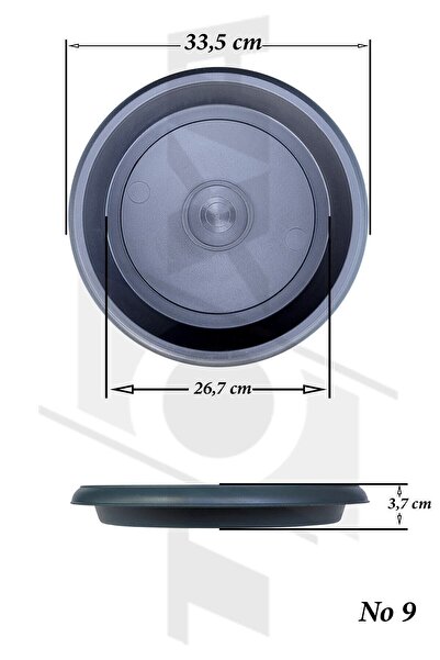 ToXA Saksı Tabağı 33,5cm Villa Menekşe Damla Kemer Otantik No9 Tabak Antrasit Serinova Plastik