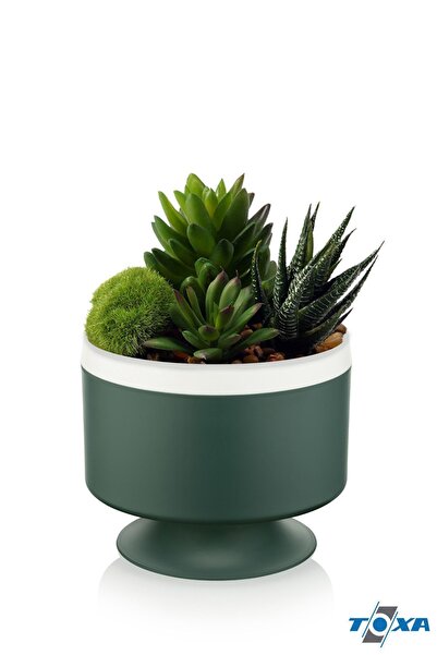 ToXA Güveç Dik Ayaklı Saksı 1.1 Litre Yeşil Aranjman Menekşe Sukulent Saksısı
