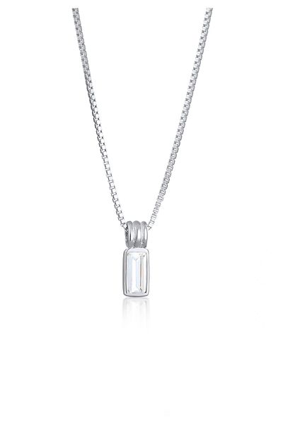 KUZZOI Necklace Kuzzoi Necklace with pendant Men Rectangle Box Chain Topaz Emerald Cut White 925 Sterling S