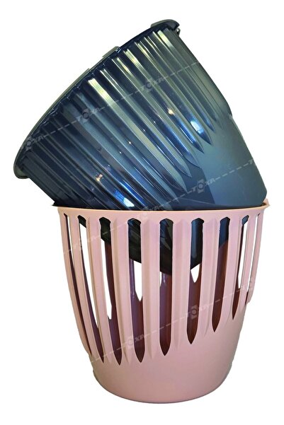 ToXA 1.4 Litre Pudra Pembe Antrasit 2 Parça 2 Renk Plastik Dekoratif Piyano Saksı No3 Ø14,9x12,6cm