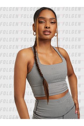 Nike Yoga Gingham Cropped Tank in Blue Pamuklu Kad n Spor Bra Crop Fiyat Yorumlar Trendyol