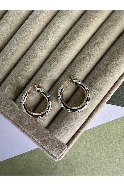 ringbox Evil Eye Beaded Enamel Hoop Earrings