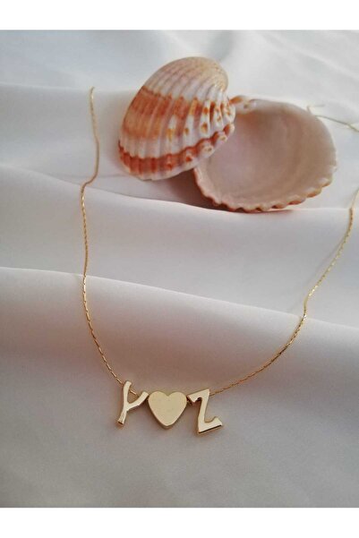 Judas Takı قلادة على شكل قلب ذهبي بحروف مزدوجة