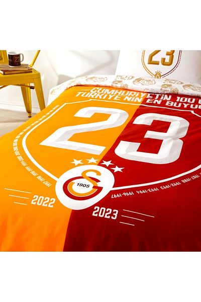 Taç Yellow Red Championship - Single Elastic Duvet Cover Set