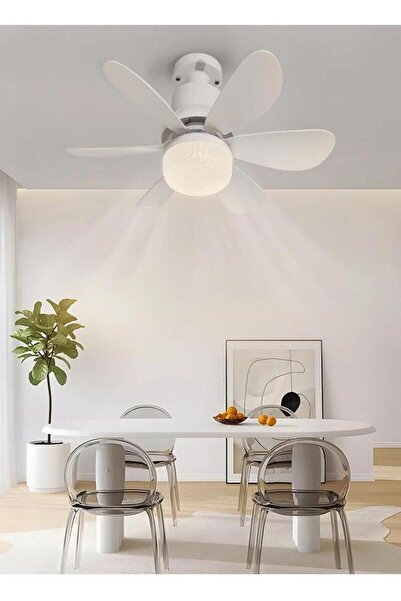 Enshall 2IN1 Led Işık ve Fan Sessiz 3 Renk Modu ve 3 Hız Modu Kumandalı Vantilatörlü Led Ampul