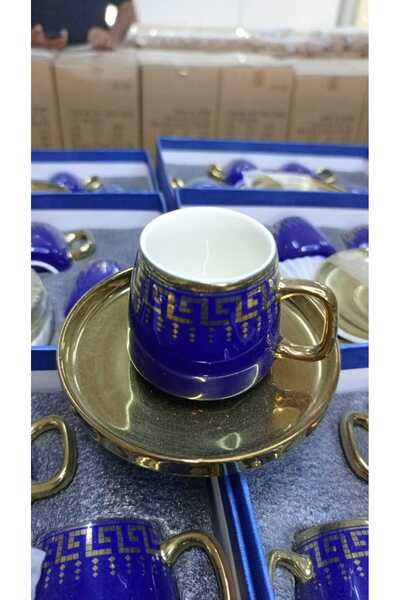 konak züccaciye 6 LI Kahve Fincanı Gold Kenarlı