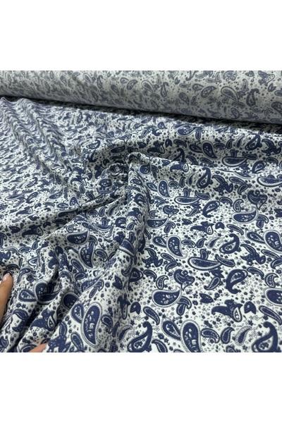 Yaren Ülker Oxford Kumaş Lacivert Şal Desen En 150 cm Motifli