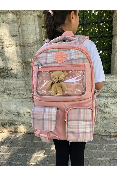 DOLCEZZA Αδιάβροχο σχολικό σακίδιο πλάτης μεγάλου μεγέθους με υφασμάτινο αλεξίπτωτο και δώρο αρκουδάκι