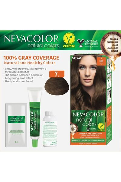 Neva Color Natural Colors 7. KUMRAL Kalıcı Krem Saç Boyası Seti