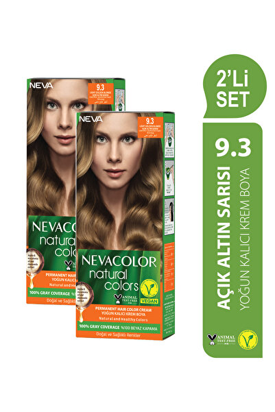 Neva Color Natural Colors 2'Lİ SET 9.3 AÇIK ALTIN SARISI Kalıcı Krem Saç Boyası Seti