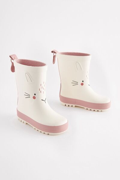 Next Baby White Rabbit Patterned Waterproof Rain Boots/Boots