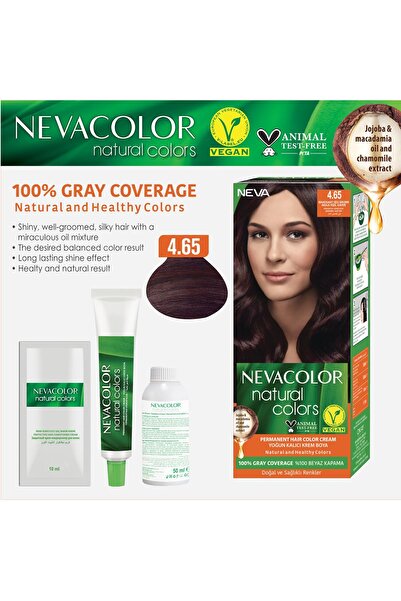 Neva Color Natural Colors 2'Lİ SET 4.65 AKAJU KIZIL KAHVE Kalıcı Krem Saç Boyası Seti
