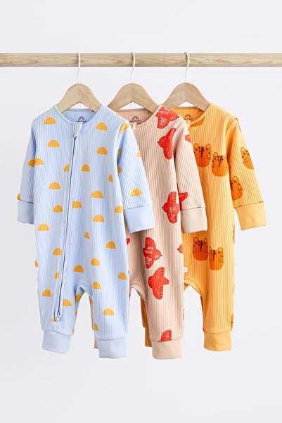 Next Baby 100% Cotton Sun Patterned 3-Piece sleepsuit Set