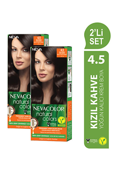 Neva Color Natural Colors 2'Lİ SET 4.5 KIZIL KAHVE Kalıcı Krem Saç Boyası Seti