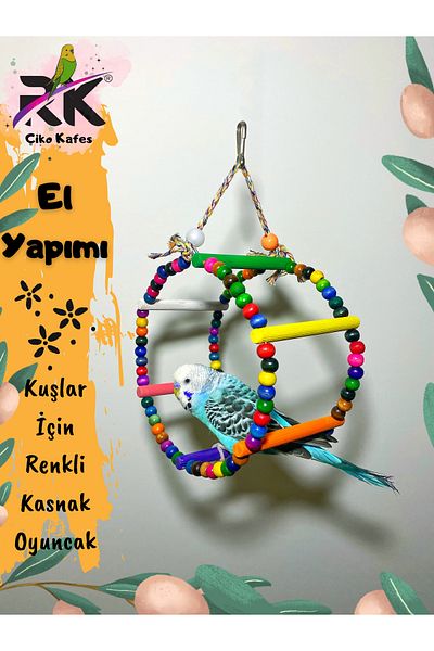Ciko Kafes Round Bird Toy with Bead Detail