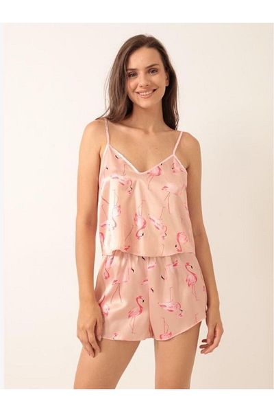 Shocks özgür ruhlara Shocks New Season Pink Satin Pajama Suit